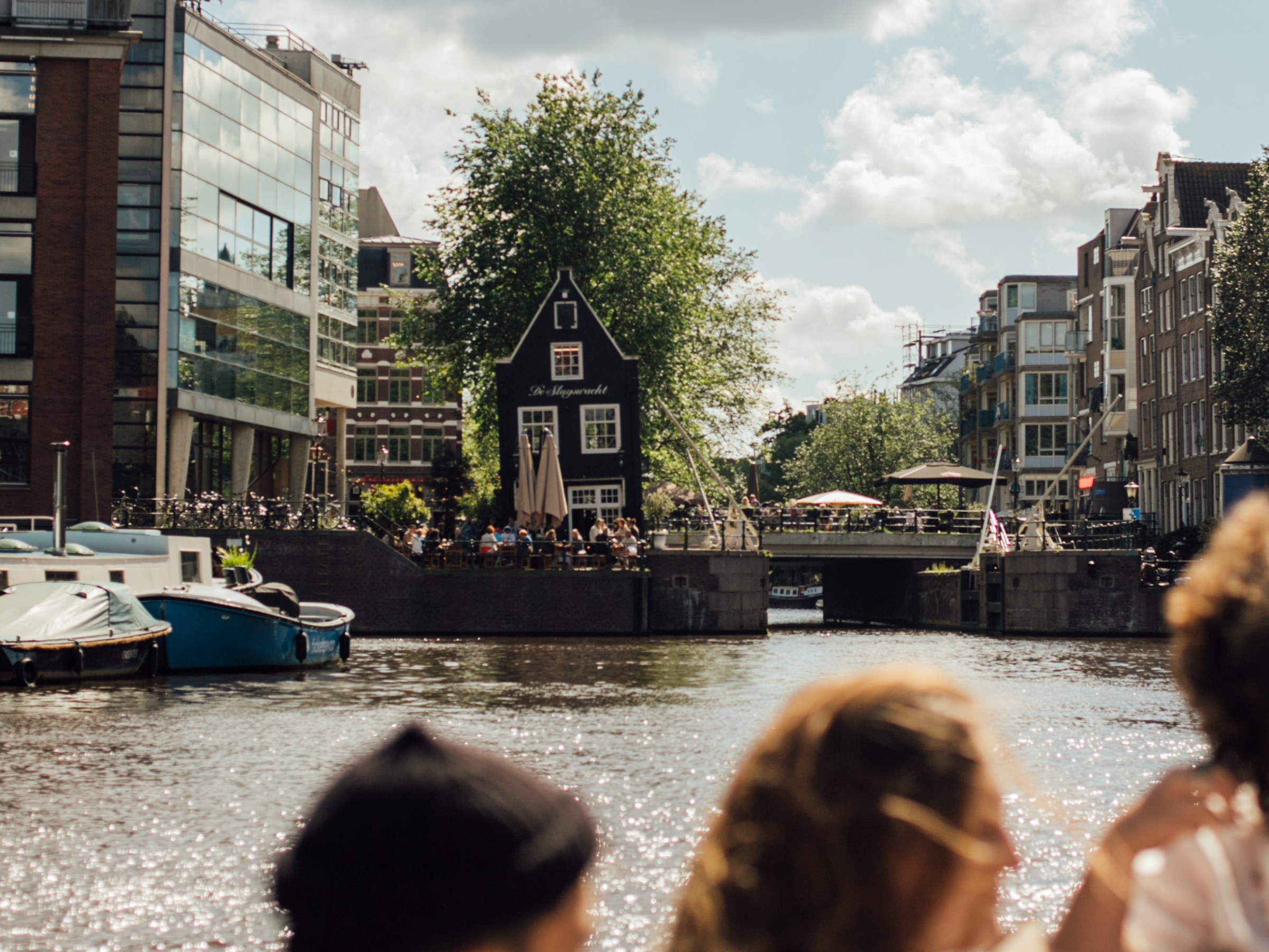 a group of people in a city